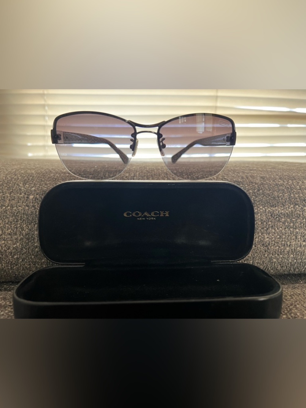 Coach Sunglasses with Pink Gradient Lenses and Silver hardware